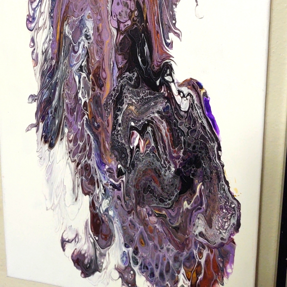 Acrylic Painting of Purple Waterfall